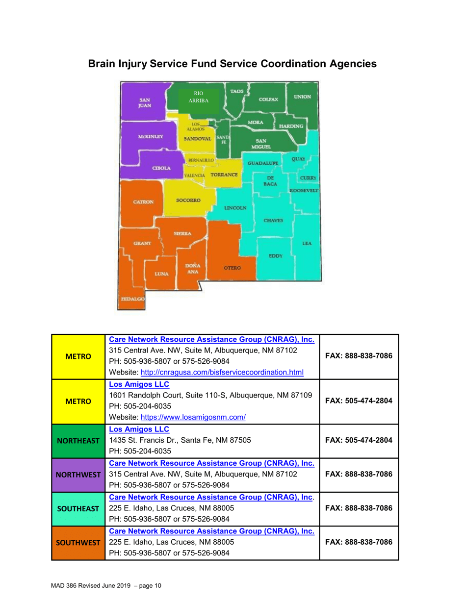 Form MAD386 Brain Injury Services Fund (Bisf) Program Application - New Mexico, Page 10