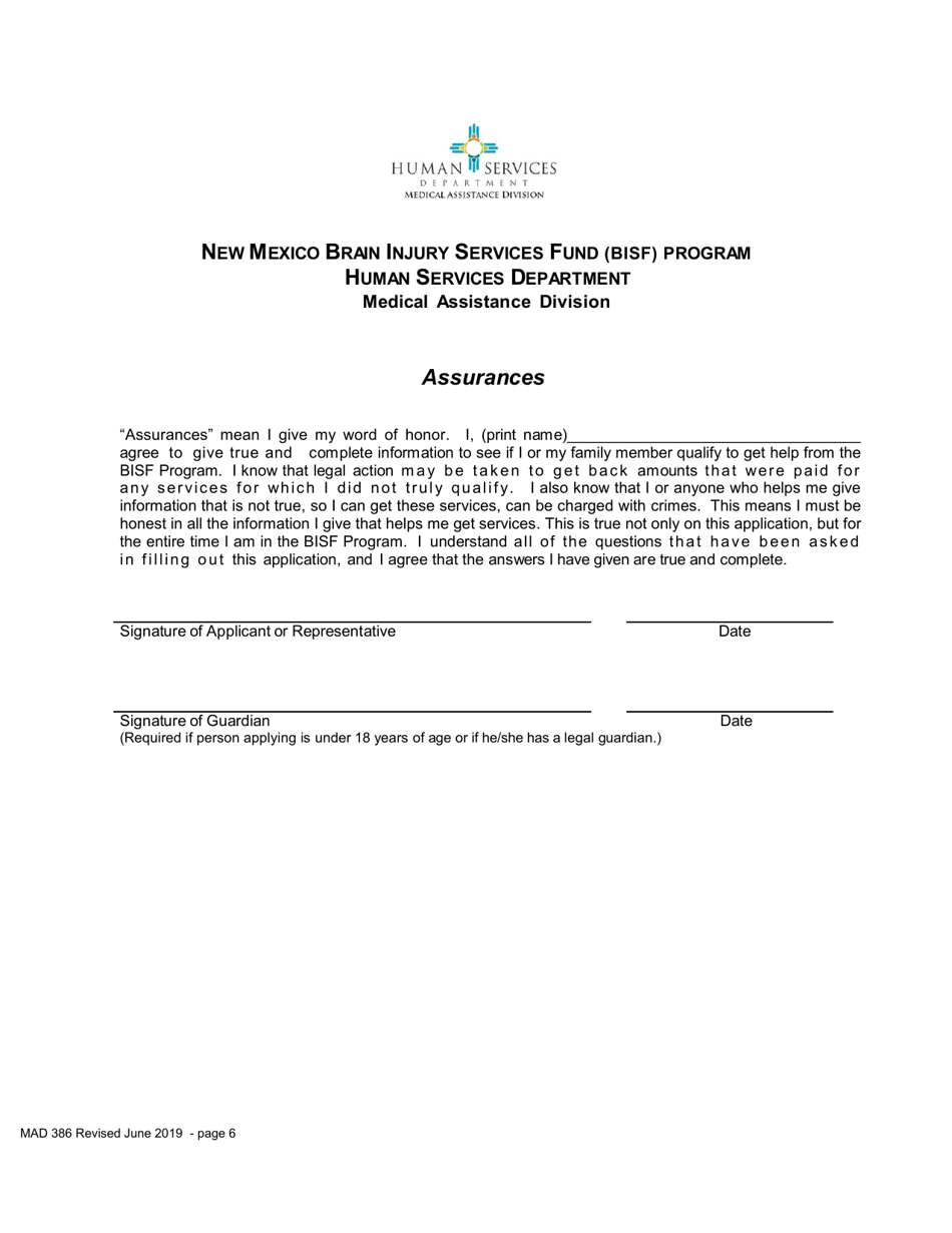 Form MAD386 Brain Injury Services Fund (Bisf) Program Application - New Mexico, Page 6