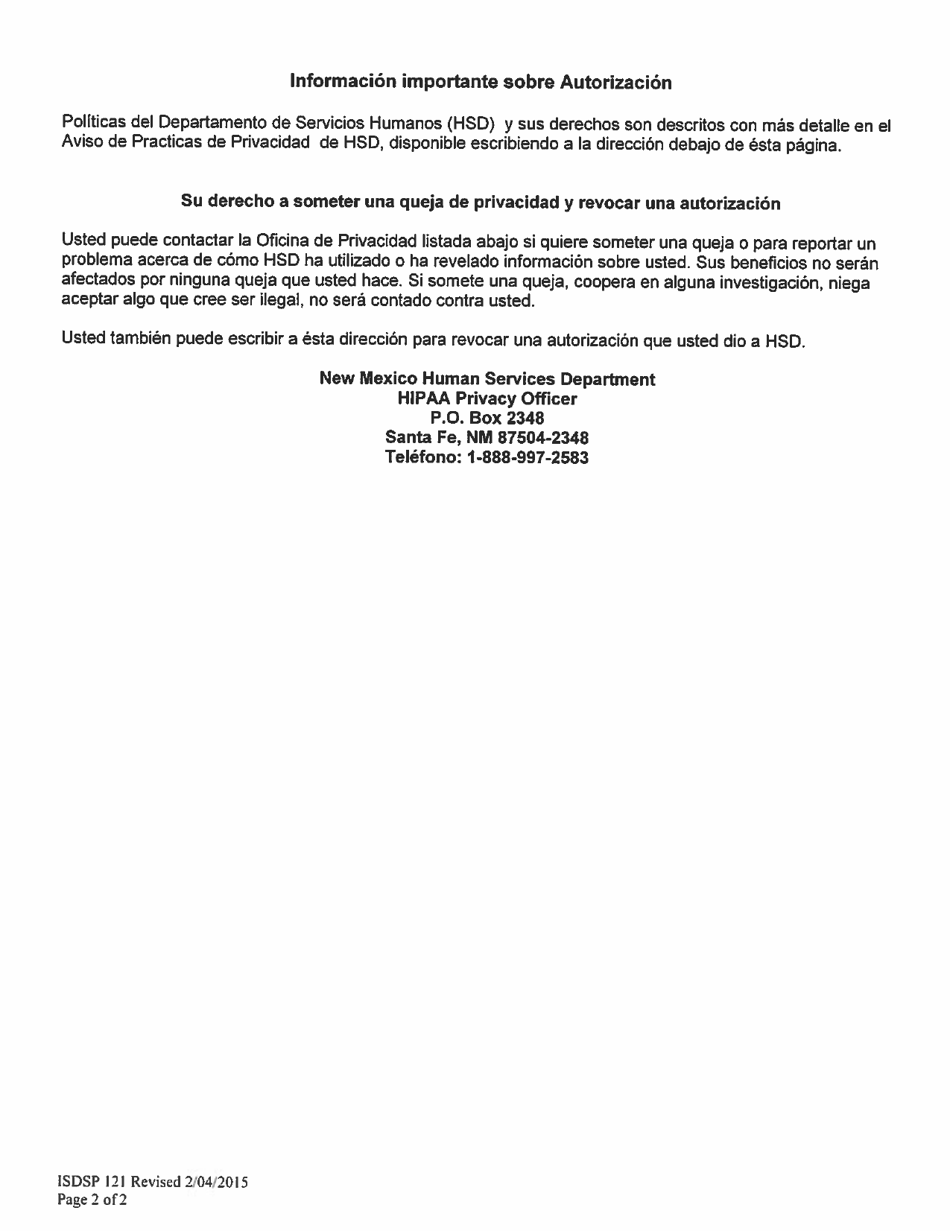 Form ISD121 Request for Access to Case Record Information - New Mexico (English / Spanish), Page 3