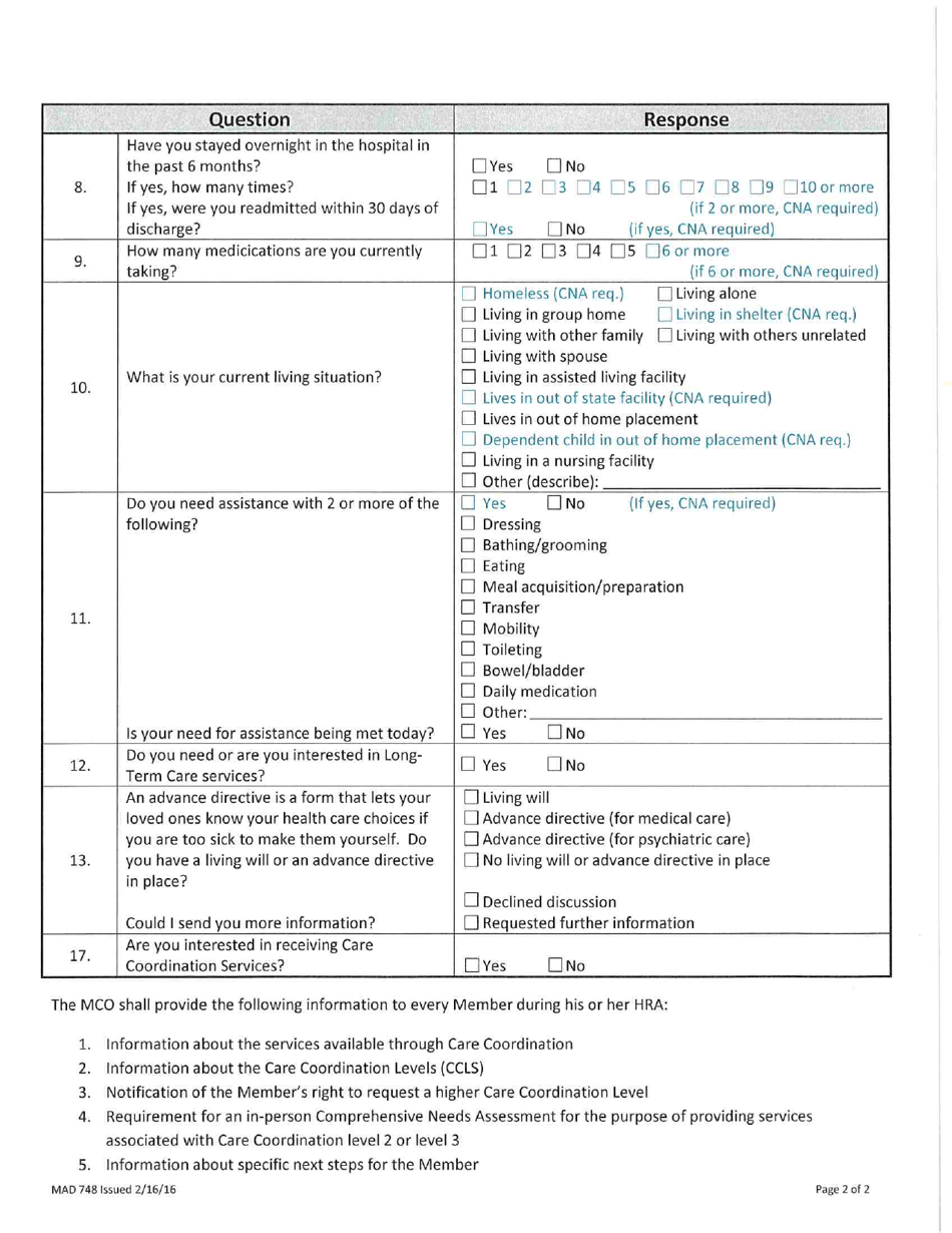 Form MAD748 Health Risk Assessment (HRA) - New Mexico, Page 3