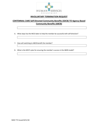Form MAD773 Centennial Care Involuntary Termination Request for Self-directed Community Benefits (Sdcb) to Agency Based Community Benefits (Abcb) - New Mexico, Page 3