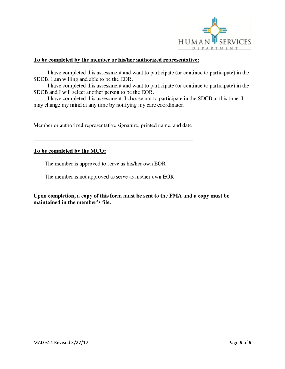 Form MAD614 Centennial Care Self-directed Community Benefit Employer of Record (Eor) Self-assessment - New Mexico, Page 6