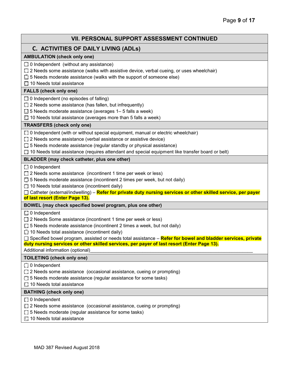 Form MAD387 Bisf Service Coordination Assessment - New Mexico, Page 10