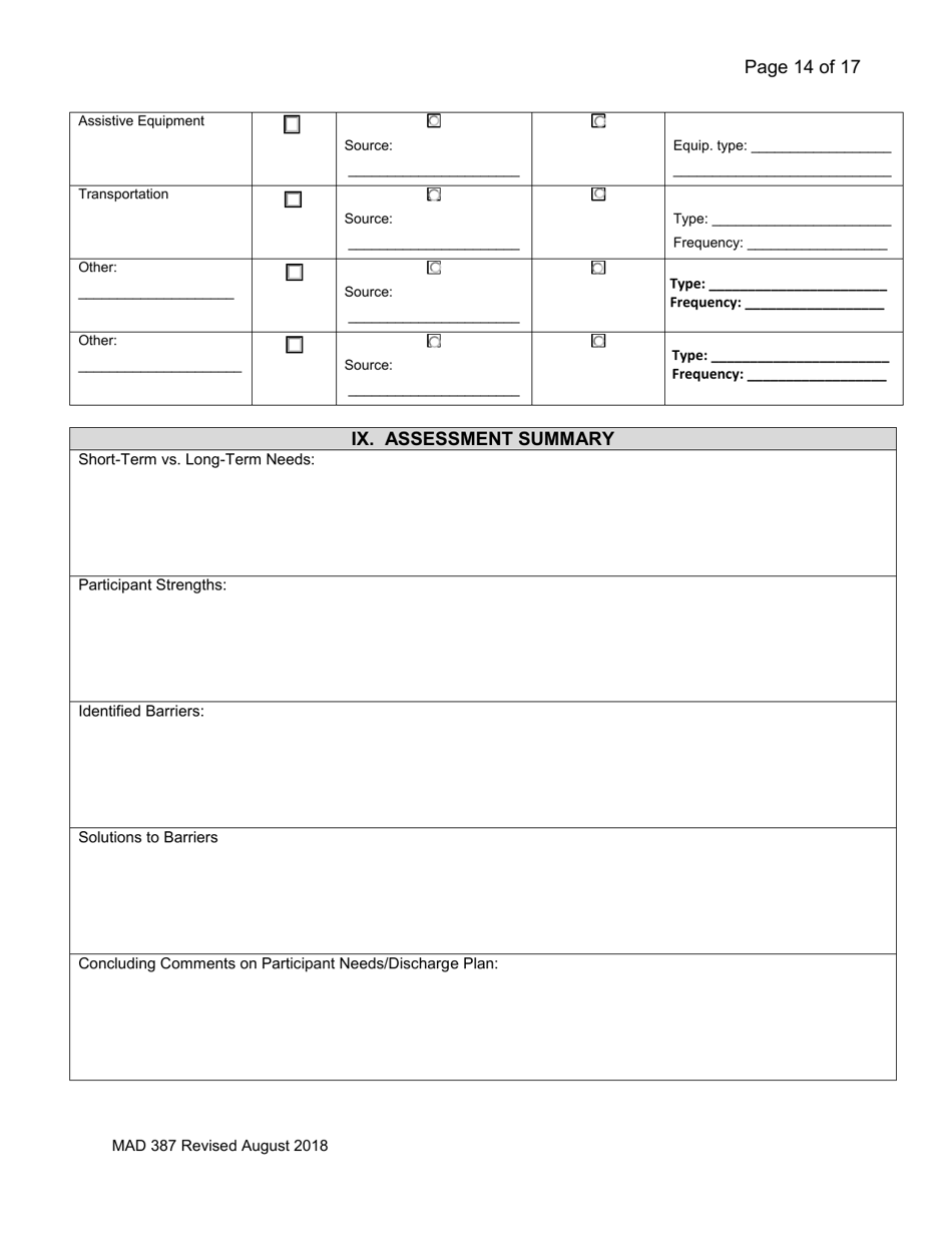 Form MAD387 Bisf Service Coordination Assessment - New Mexico, Page 15