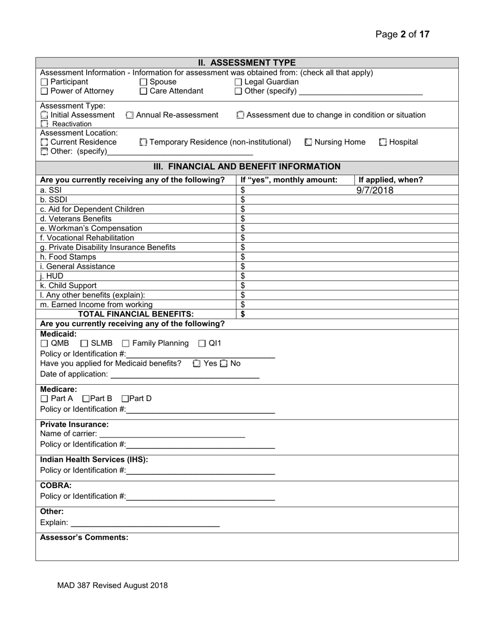 Form MAD387 Bisf Service Coordination Assessment - New Mexico, Page 3