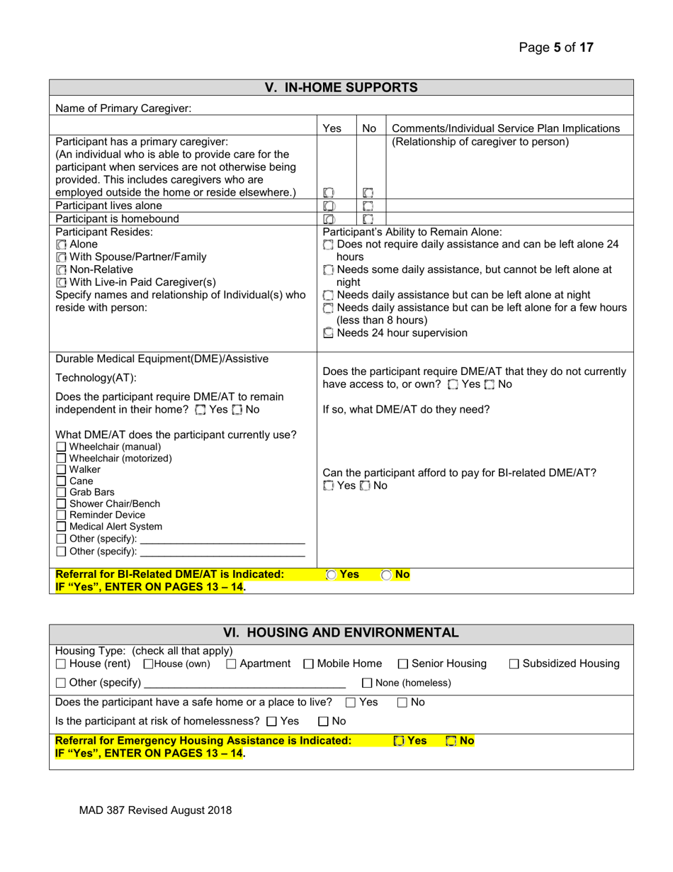 Form MAD387 Bisf Service Coordination Assessment - New Mexico, Page 6