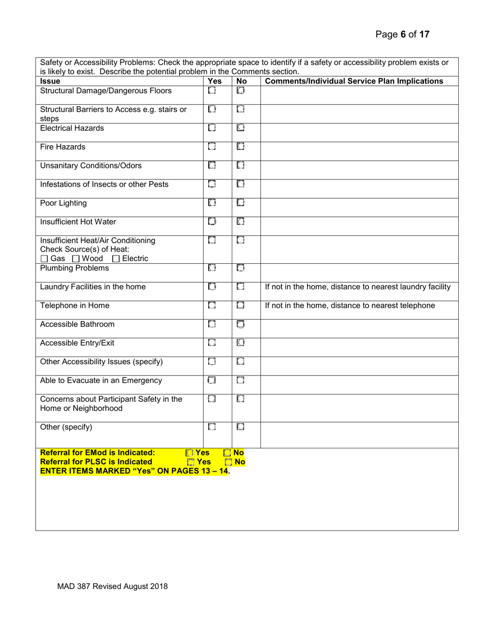 Form MAD387 Bisf Service Coordination Assessment - New Mexico, Page 7