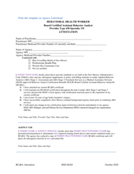 Document preview: Behavioral Health Worker Board Certified Assistant Behavior Analyst Provider Type 430 Specialty 151 Attestation Template - New Mexico