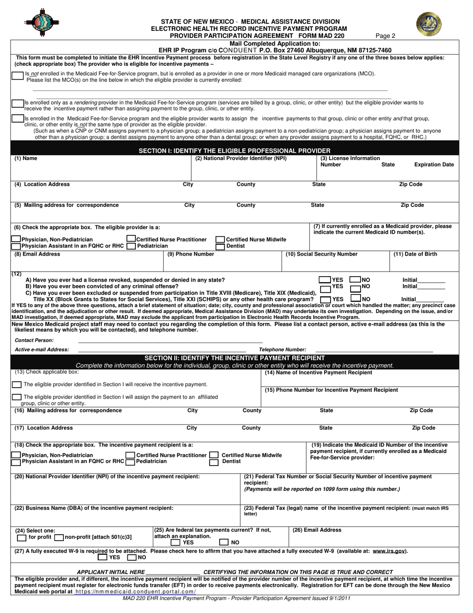 Form MAD220 - Fill Out, Sign Online and Download Fillable PDF, New ...