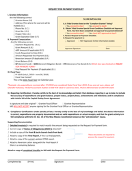 &quot;Request for Payment Checklist&quot; - New Mexico