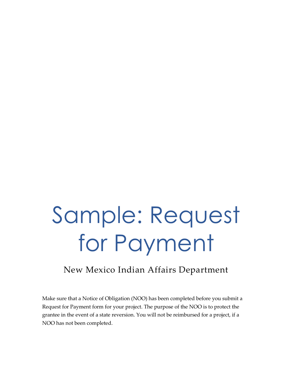 Sample Request for Payment - New Mexico, Page 1