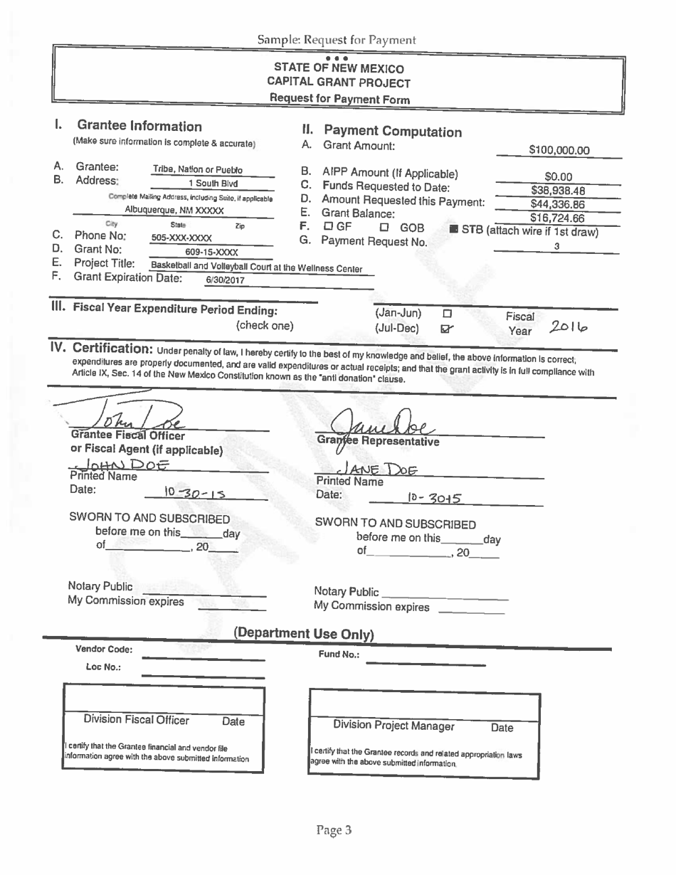 Sample Request for Payment - New Mexico, Page 4