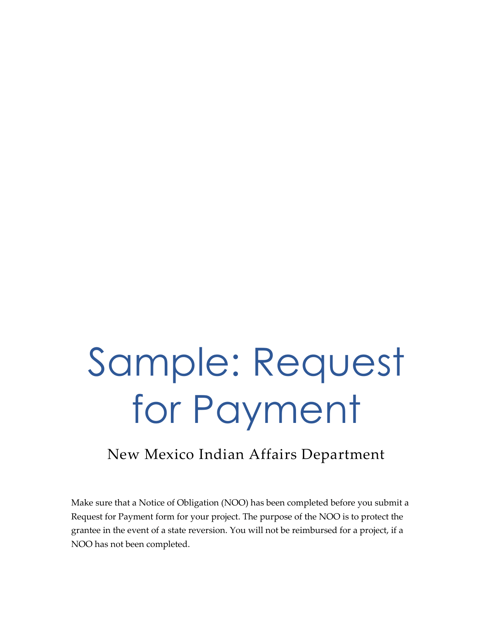 Sample Request for Payment - New Mexico