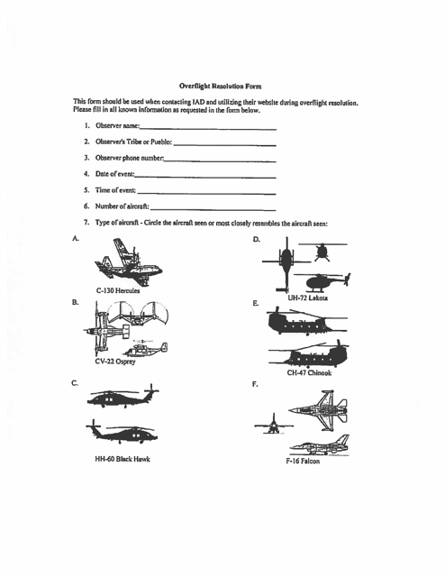 Overflight Resolution Form - New Mexico