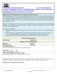 Form 2020.NMJB.19-3 &quot;Paid Pandemic Leave for School or Day Care Closures&quot; - New Mexico