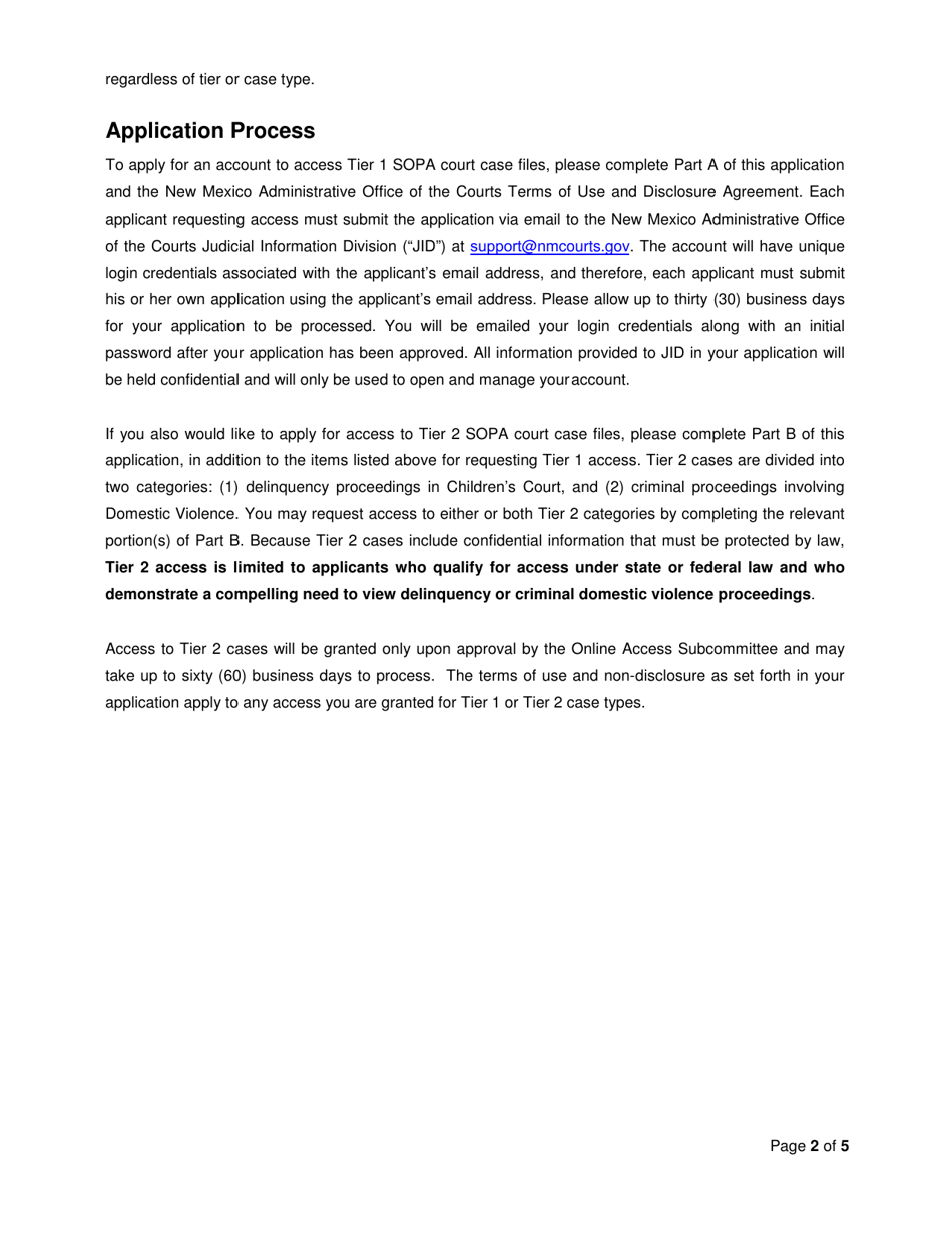 Attorney Application for Online Access to New Mexico Judiciary Secure Court Cases - New Mexico, Page 2