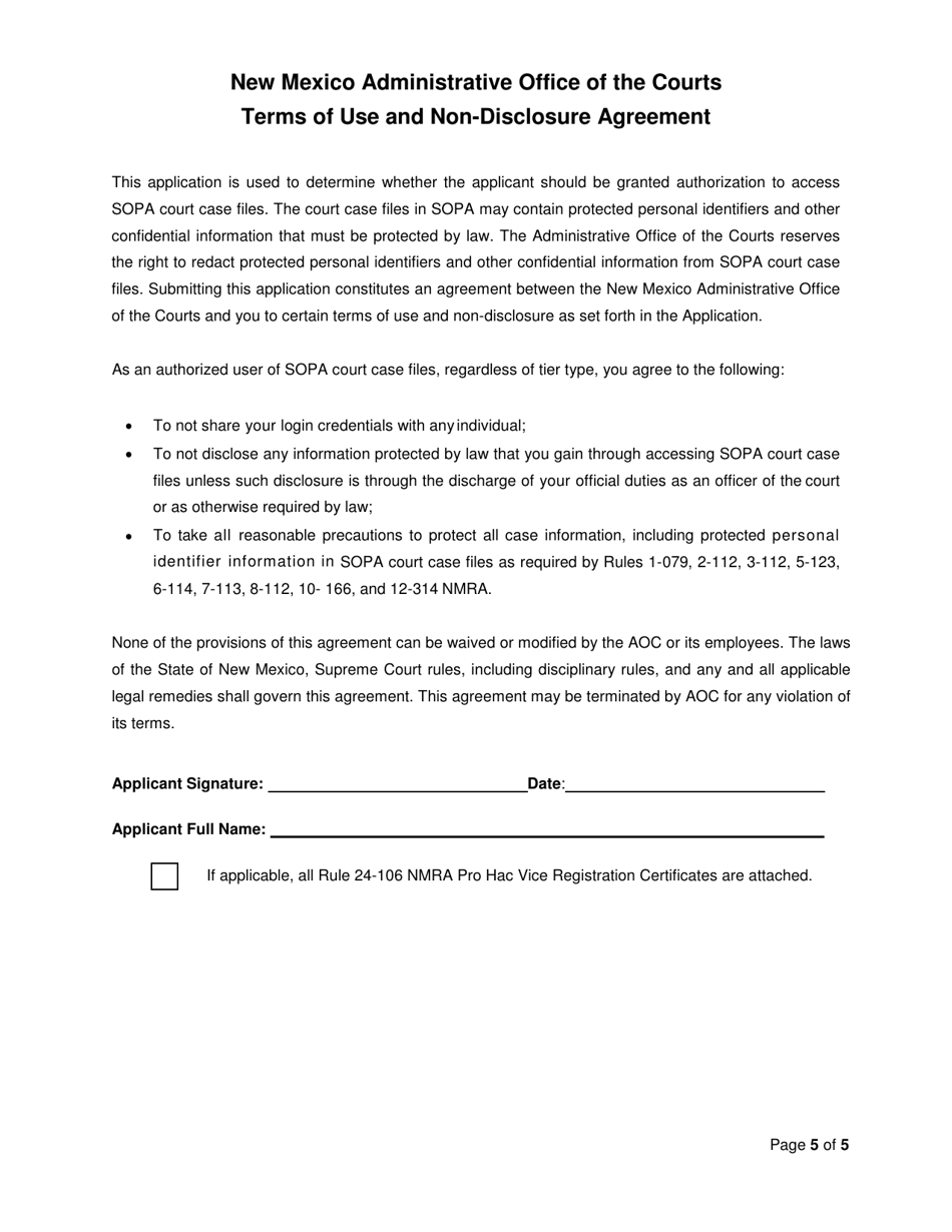 Attorney Application for Online Access to New Mexico Judiciary Secure Court Cases - New Mexico, Page 5