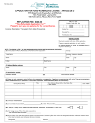 Document preview: Form FSI302A Application for Food Warehouse License - Article 28-d - New York