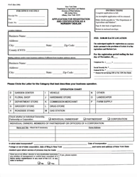Form PI-67 Application for Registration and Certification as a Nursery Dealer - New York