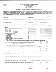Form AI-22A &quot;Domestic Animal Health Permit Supplement&quot; - New York