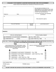Form DCS-S-63 &quot;Agency Reduction Transfer List Canvass Letter&quot; - New York