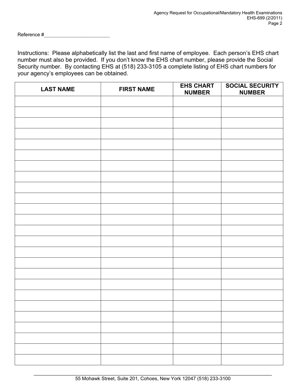 Form Ehs 699 Fill Out Sign Online And Download Fillable Pdf New York Templateroller 7245