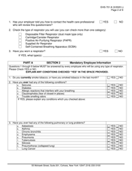 Form EHS-701.8 Agency Requesting Medical Assessment for Respirator Use - New York, Page 2