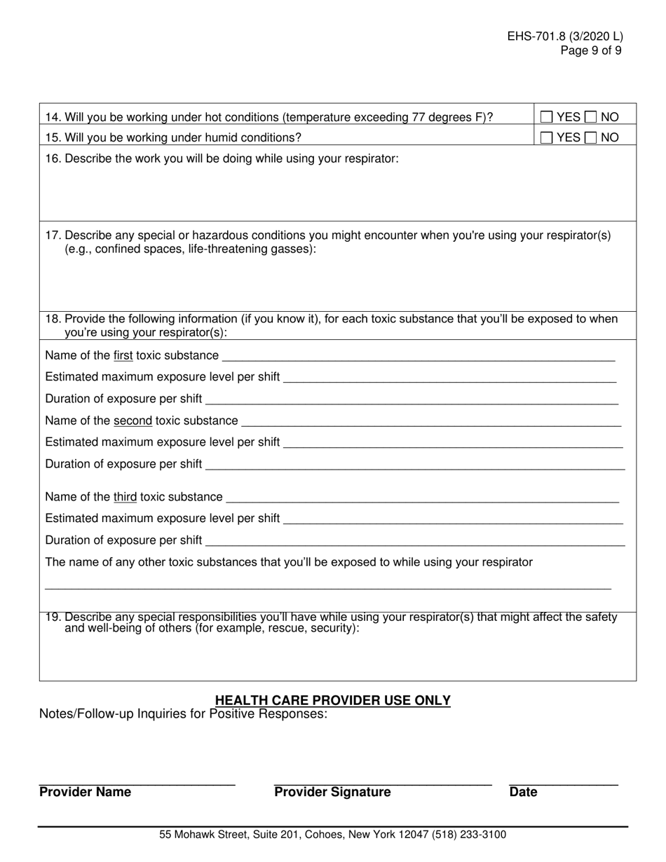 Form Ehs 7018 Fill Out Sign Online And Download Fillable Pdf New York Templateroller 0138