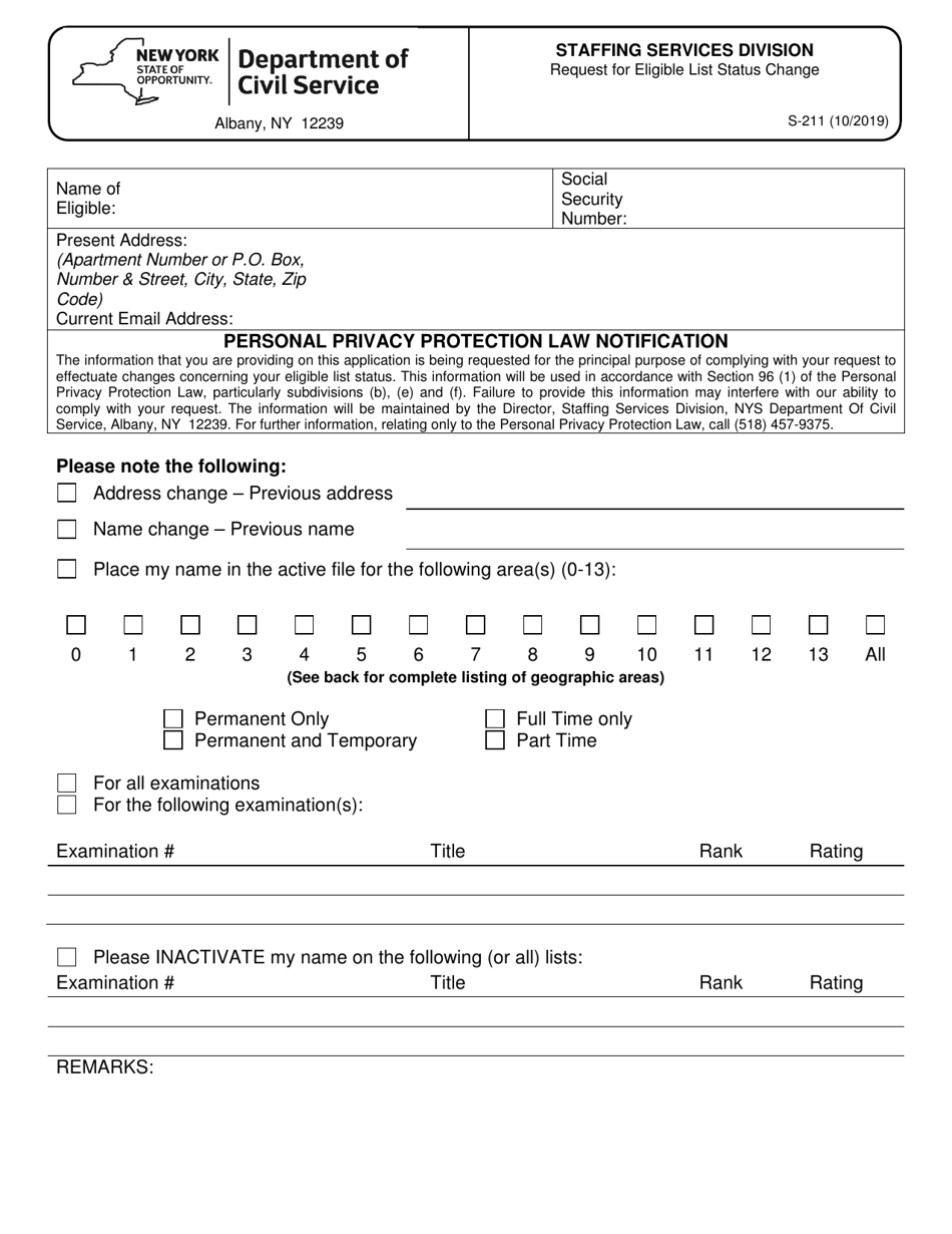 Form S 211 Fillable Printable Forms Free Online