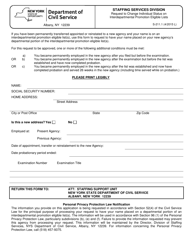 Document preview: Form S-211.1 Request to Change Individual Status on Interdepartmental Promotion Eligible Lists - New York
