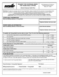 Form YAO30-01/10 SEHP Request for Coverage Under the Young Adult Option (Student Employee Health Plan) - New York