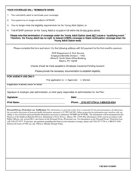 Form YAO30-01/10 SEHP Request for Coverage Under the Young Adult Option (Student Employee Health Plan) - New York, Page 2