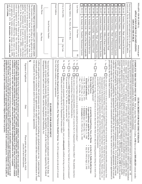 Form NYS-APP-3 #20-101 Application for NYS Examinations Open to the Public - New York