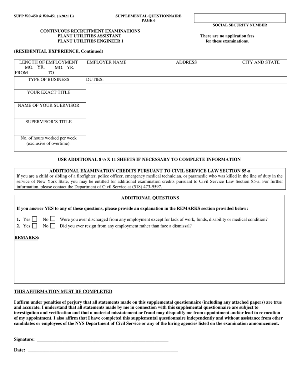Form NYS-APP-3 #20-450 (NYS-APP-3 #20-451) Application for NYS Examinations Open to the Public - New York, Page 7