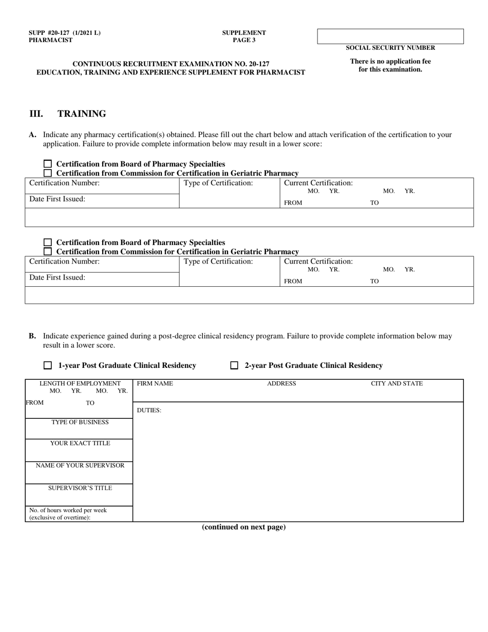 Form NYS-APP-3 #20-127 Application for NYS Examinations Open to the Public - Pharmacist - New York, Page 4