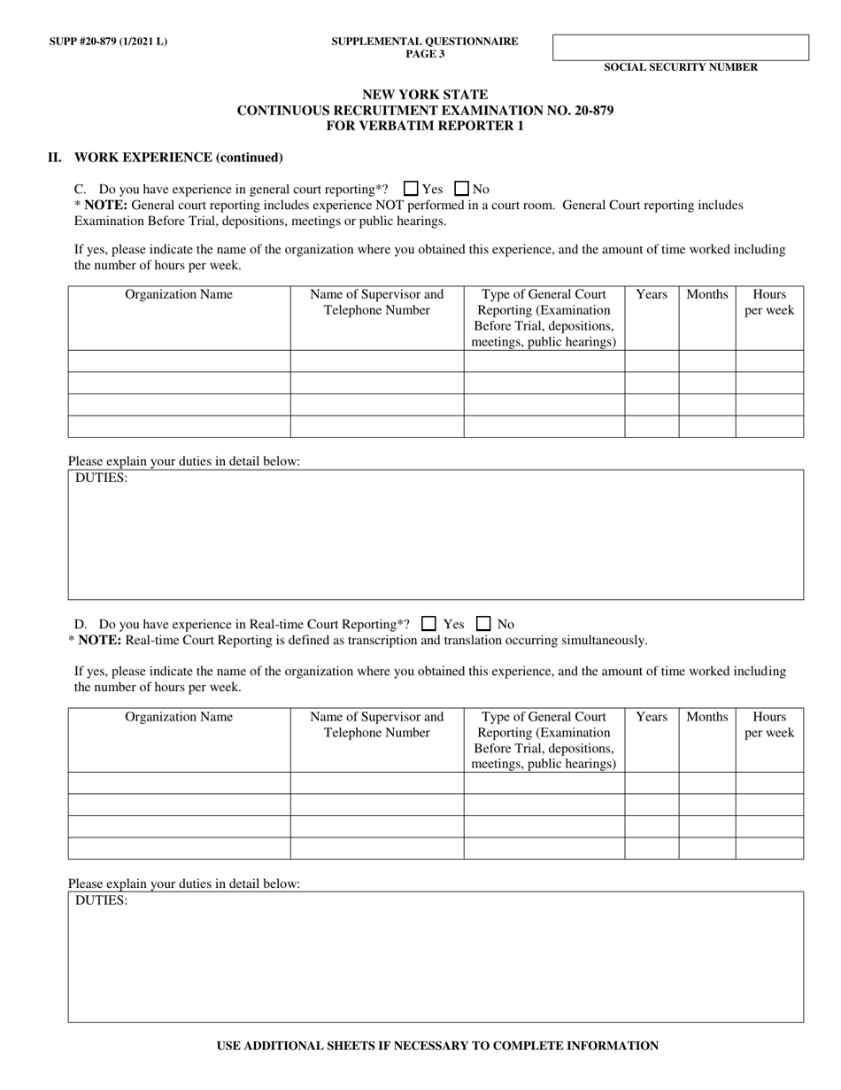 Form NYS-APP-#20-879 Application for NYS Examinations Open to the Public - Verbatim Reporter 1 - New York, Page 4