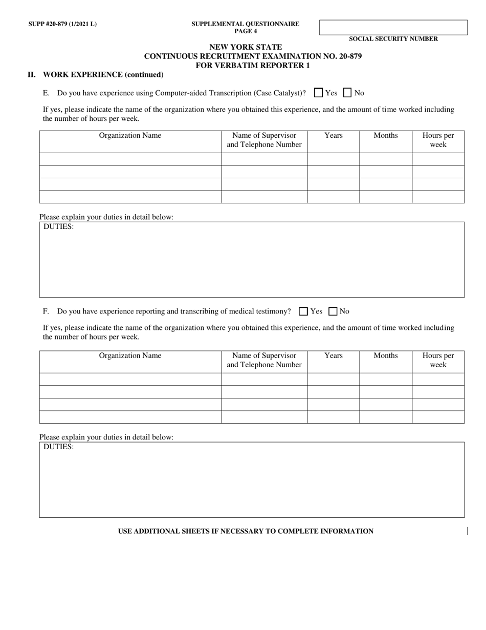 Form NYS-APP-#20-879 Application for NYS Examinations Open to the Public - Verbatim Reporter 1 - New York, Page 5