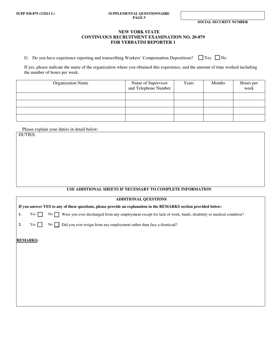 Form NYS-APP-#20-879 Application for NYS Examinations Open to the Public - Verbatim Reporter 1 - New York, Page 6