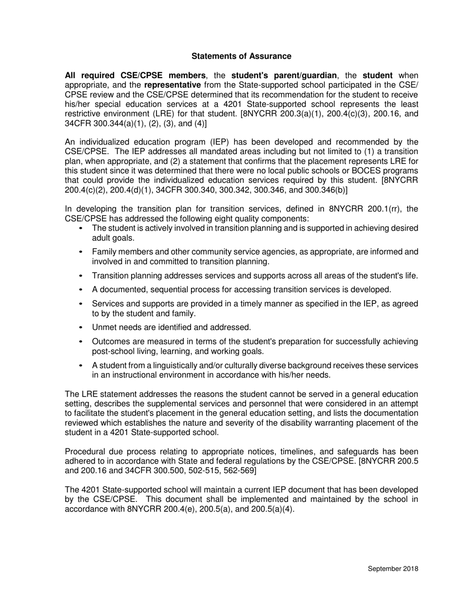 Application for Commissioners Appointment for a Student to Attend a 4201 State-Supported School - New York, Page 2