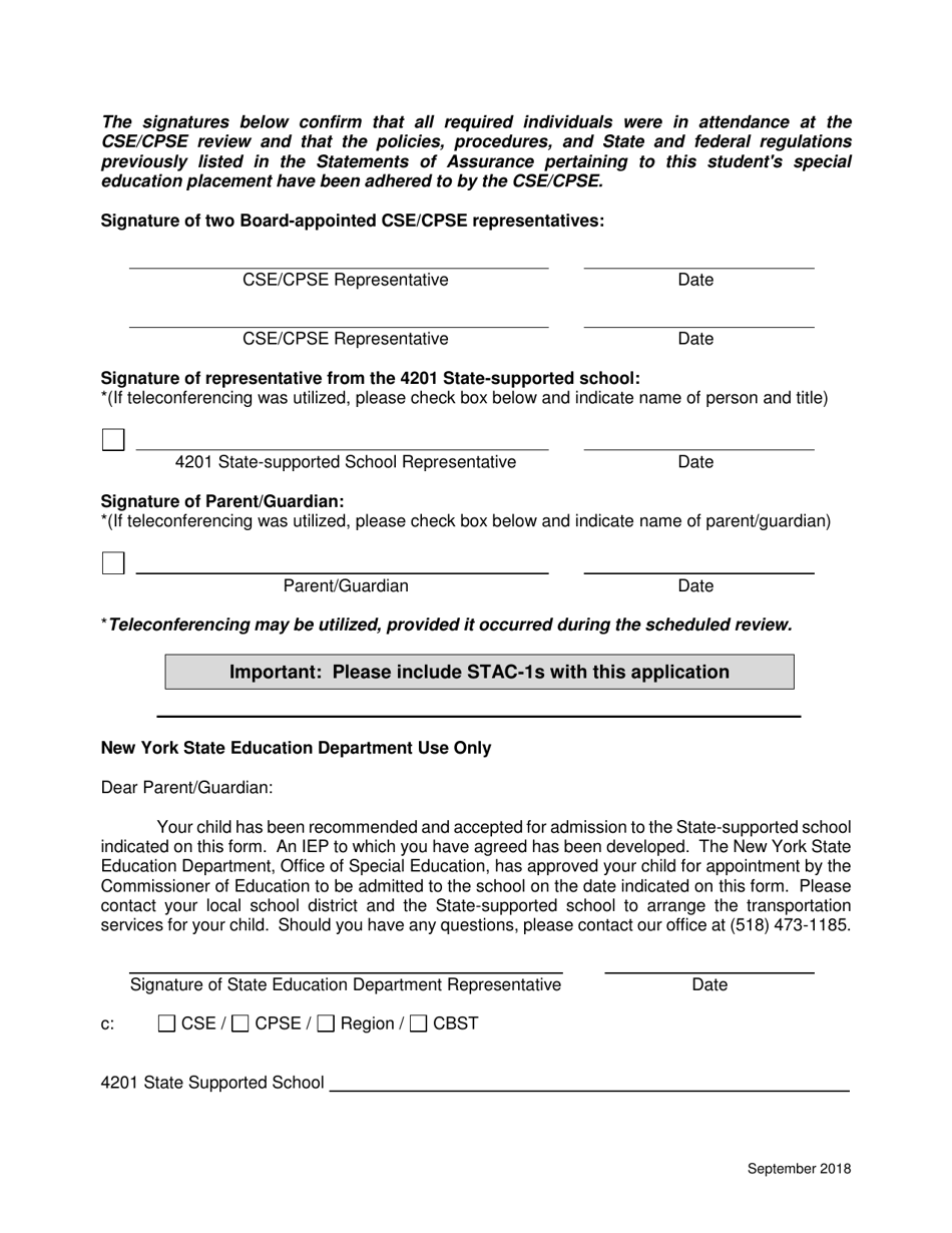 Application for Commissioners Appointment for a Student to Attend a 4201 State-Supported School - New York, Page 3