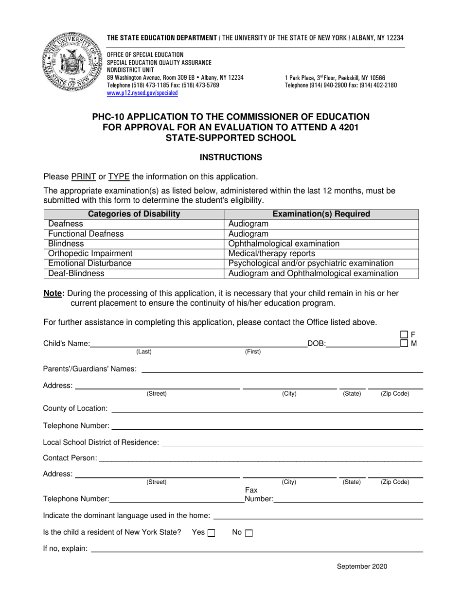 Form PHC-10 Download Printable PDF or Fill Online Application to the ...