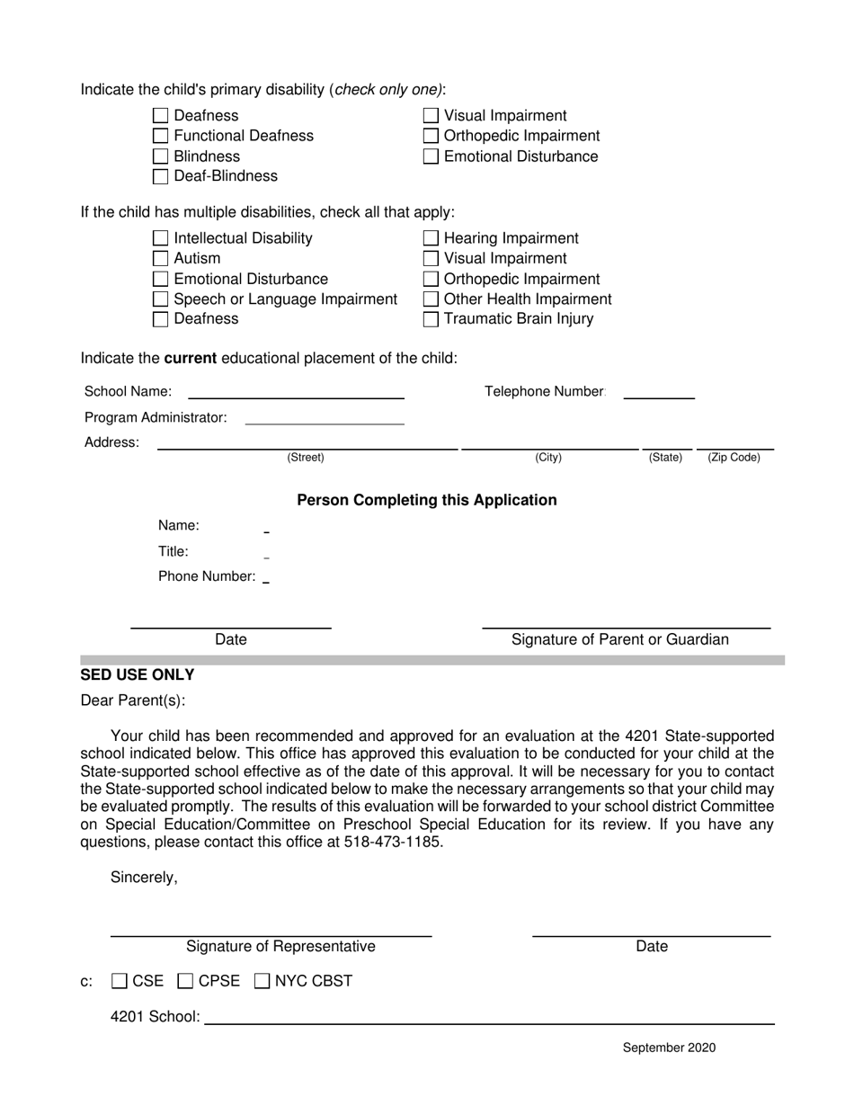 Form PHC-10 Application to the Commissioner of Education for Approval for an Evaluation to Attend a 4201 State-Supported School - New York, Page 2