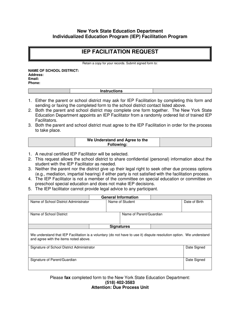 Iep Facilitation Request - New York, Page 1