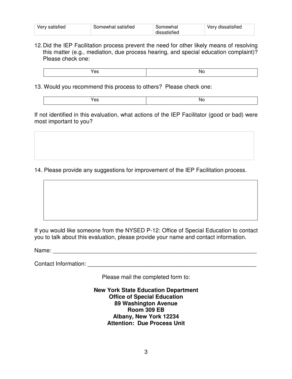 Individualized Education Program (Iep) Facilitation Evaluation - New York, Page 3