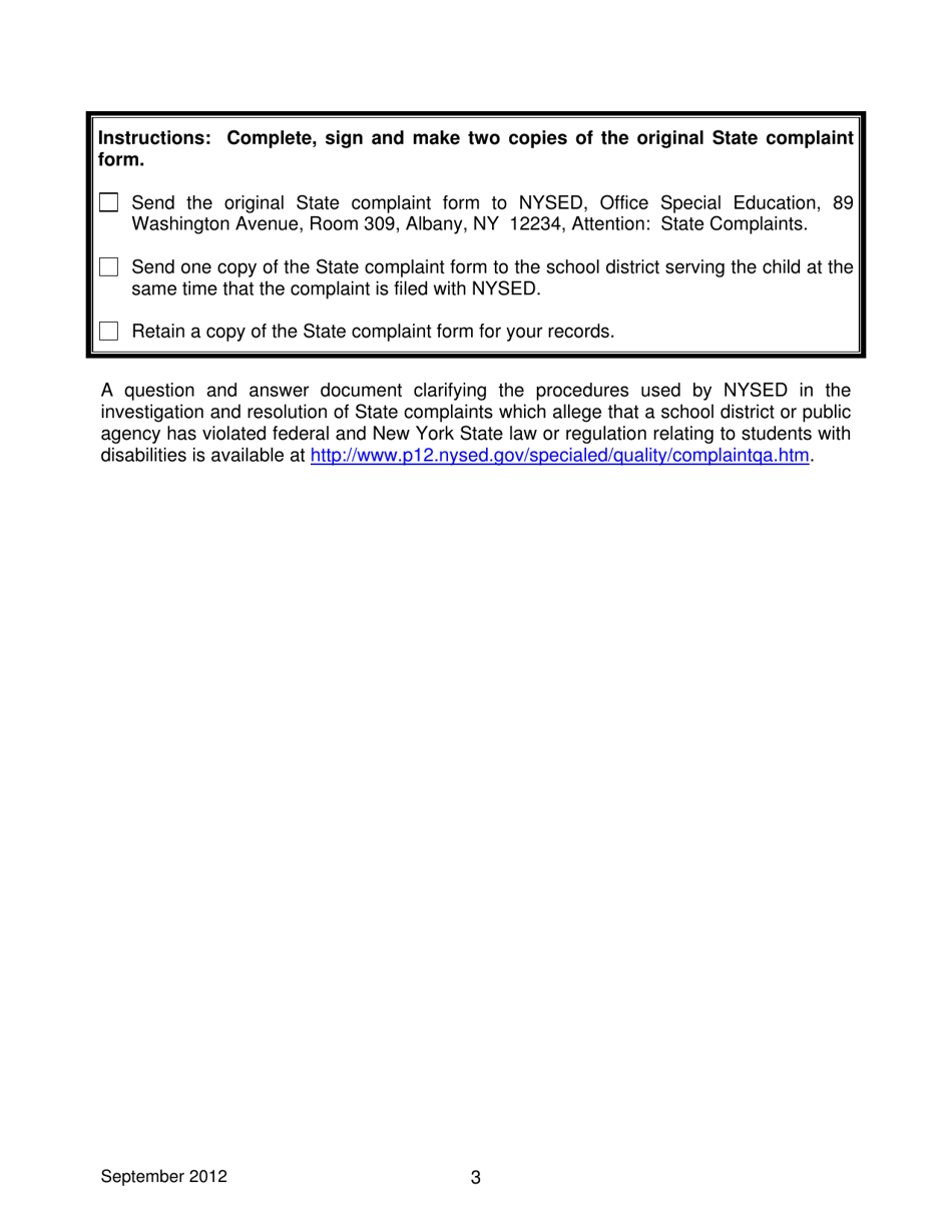 New York State Complaint Form - New York, Page 3