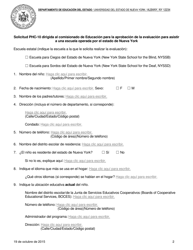 Formulario PHC-10 Solicitud Dirigida Al Comisionado De Educacion Para La Aprobacion De La Evaluacion Para Asistir a Una Escuela Operada Por El Estado De Nueva York - New York (Spanish), Page 2