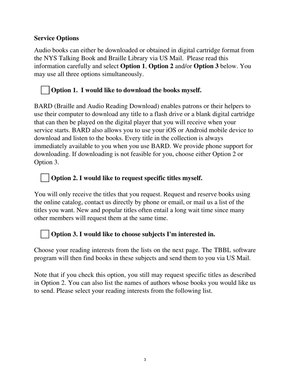 Application Form for Free Library Service: Adults - New York, Page 3