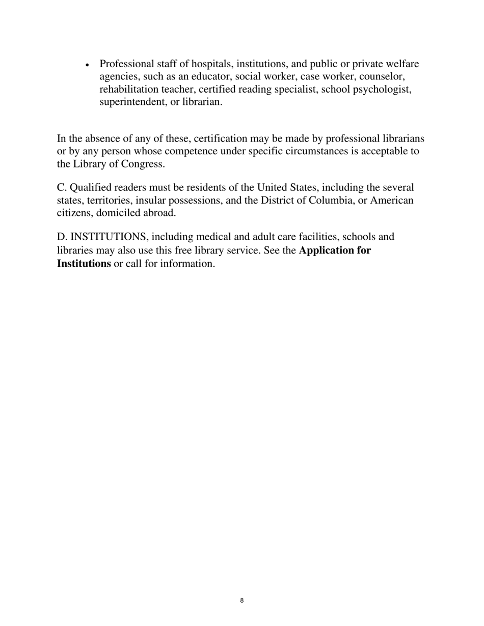 Application Form for Free Library Service: Adults - New York, Page 8