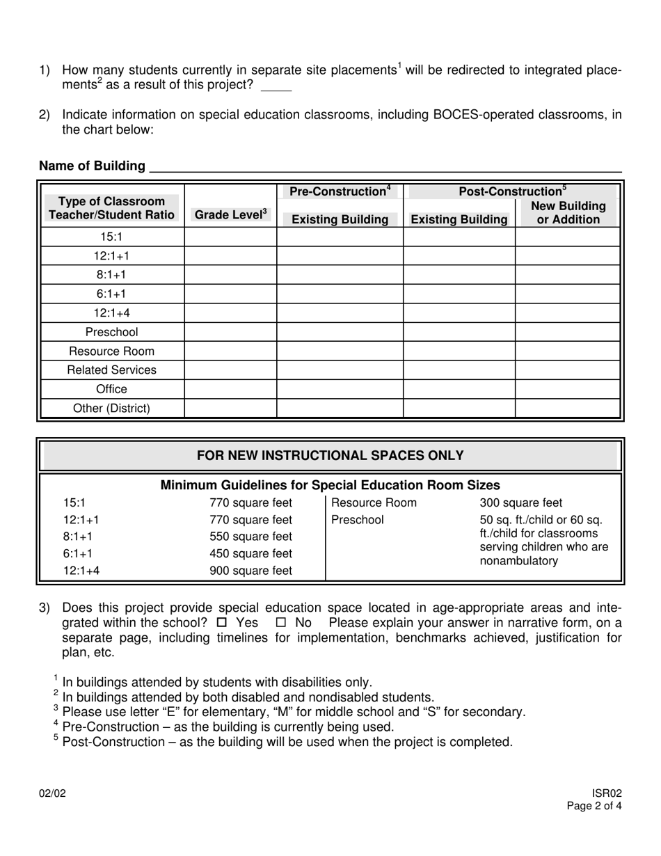 Form ISR02 Instructional Space Review - New York, Page 2