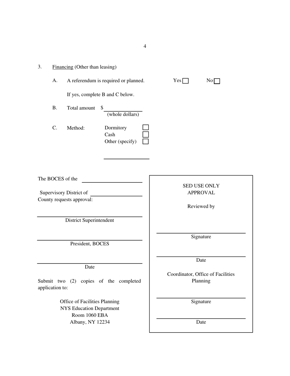 Form A Application for Program Approval of Boces Facility Project - New York, Page 4